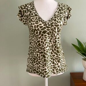 Maeve Anthropologie Catie Ruffled Sleeve Tee EUC Size Small